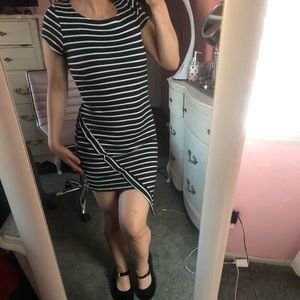 black and white striped bodycon dress